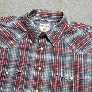 Panhandle Rough Stock Pearl Snap Shirt Mens Extra Large Short Sleeve 2 Pocket